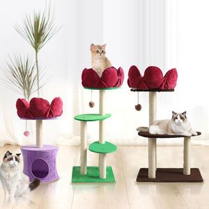 Árbol de juguetes para gatos Marco de escalada de sisal extraíble y lavable con poste multicapa de nido