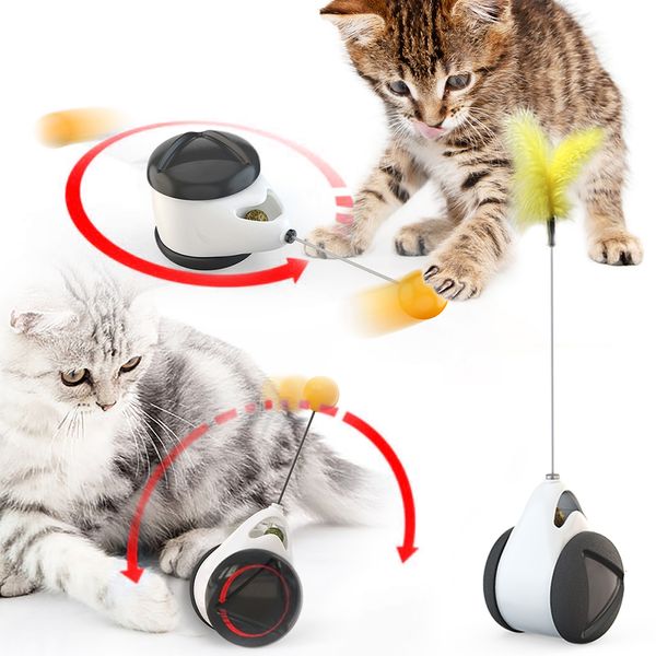 Chat Jouets Tumbler Swing pour s Kitten Interactive Balance Car Chasing Toy Avec pincement Funny Pet Products Drop 230309