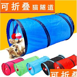 Cat Toys TwoChannel Tunnel Ring Paper Toy Pet Supplies Amazon Explosiemodel opvouwbare drop levering Home Garden Dhlja