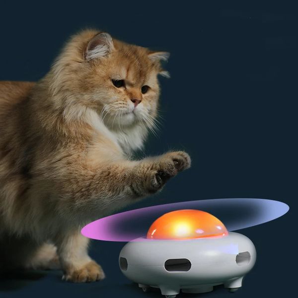 Jouets pour chats UFO Pet électronique intelligent drôle chat plateau tournant jouet intelligent drôle chat bâton jeu rotatif plateau tournant chat jouet nettoyage automatique 231011