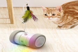 Cat Toys USB Laad Tumbler Swing Toy Interactive Balance Car Teaser voor kittenkatten Funny Pet Training Products6958189