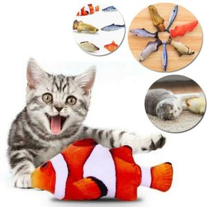 Jouets en peluche réaliste pour chat, poisson remuant, jouet de Simulation, herbe-aux-chats, menthe, animal de compagnie, 254c