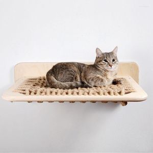 Cat Toys Wall Monted Hangock Tree Tower House Sisal Rope Bed Scrasting Kitten Toy Scratcher Cats Climb Platform Frame