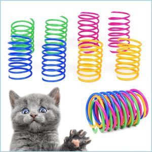 Cat Toys Wholesale 4 Pcs/Package Cat Toys Plastic Spring Cats Toy Interactive Play Ball Pet Supplies Drop Delivery 2022 Home Garden Dhzq0