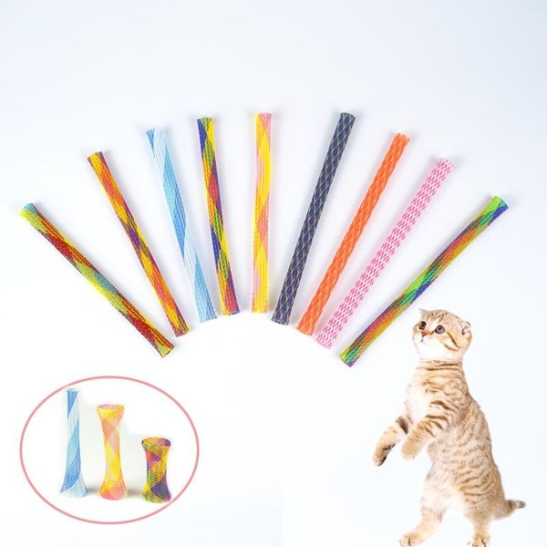 Juguetes para gatos, juguete al por mayor, tubo de gatito de primavera colorido Flexible, juego interactivo, suministros de entrenamiento para mascotas, Color aleatorio