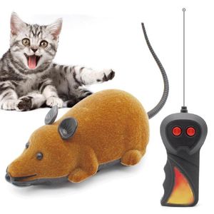 Cat Toys Wireless Electric RC Flocking Plastic Rat Muizen Toy Novely Pet Kitten Remote Control Mouse Playing