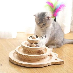 Cat Toys Wooden 2/3 Levels Pet cat Toy Tower Tracks Disc cat Intelligence Asement Triple Play Disc Cat toys ball Training Toysvaiduryd