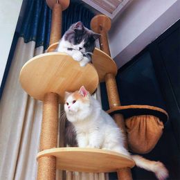 Cat Tree Diy Sisal Solid Wood's House Muebles para mascotas de gato Reemplazo de marco de escalada Postes de reemplazo de accesorios de gatito Toy Scratcher