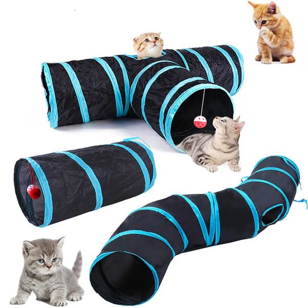 Suministros para mascotas de túnel de gato s t pase toca un juguete plegable barril de taladro transpirable para papel ruidoso interior 240410