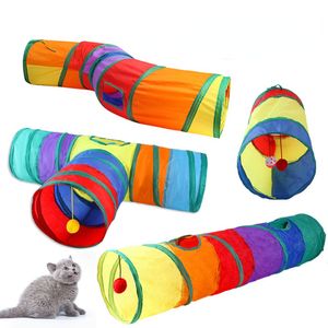 Chat Tunnel jouet drôle animal de compagnie 2/3/4 trous jouer Tubes pliable froissé chaton jouets chiot furets lapin jouer chien Tunnel Tubes