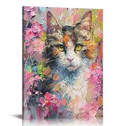 Chat mural art sur toile affiche mignon chat cubisme coloré chats mignons chats esthétique décor de chambre de chambre salle de bain