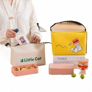 kat waterdichte lunchzak carto dier zipper tote lunchzak eten handtassen koelere lunchbox tas voedsel warm thermisch 964i#