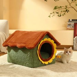 Chat Hiver House Cat cachette de maison Habitats Kennel pour chiens intérieurs chiot petit animal de compagnie lit pour animaux de compagnie lits et meubles de chiens de chien 240510