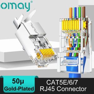 CAT6 CAT7 CAT5E RJ45 Connecteurs passe par le réseau de plug modulaire UTP Gold plaqué 8p8c End Crimp For Ethernet Cable 240430