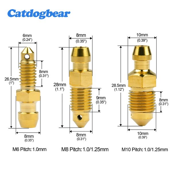 Catdogber 4pcs Titanium Bolt M6 M8 M10 X PTICH1.0 / 1,25 mm Espacement de la moto de la moto