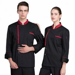 Catering Cocinero Uniforme Hotel Mujer Chef Chaqueta Restaurante Cocina Camisa Cocinar Abrigo Panadería Caffe Tienda Hombres Camarero Ropa de trabajo d7xy #