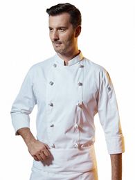 Catering cocinero uniforme restaurante cocina camisa hotel chef chaqueta panadería cocina abrigo caffe tienda hombres camarero ropa de trabajo q8rH #