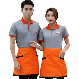 Restauration Workwear Apr Set Gros Restaurant Serveur Uniforme Cuisine Boulangerie Travail À Manches Courtes Chemise À Revers Supermarché Vêtements s4SY #