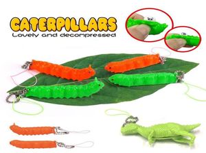 Caterpillar Key Holder Dinosaur Keychain Toys Adult Stress Push Bubbles Autism Toy Relever Ite Soft Suishe Suishe Funny Antistress Relief Gift6466750