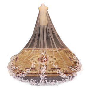 Voiles de mariée cathédrale avec peignes, une couche, bord en dentelle appliqué, très longue longueur, voile de queue de mariage, luxe Amice, accessoires pour cheveux sur mesure pour femmes