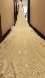 Velos de boda de longitud catedral, apliques de encaje hechos a medida, velo de novia de tul de 5m de largo, accesorios para mujer 3948666