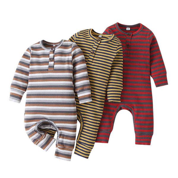 Cathery manga larga mameluco bebé niños niñas mameluco ropa algodón trajes acanalados unisex infantil invierno 1 pieza mono pijamas g220510