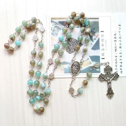 Crucifix catholique croix Pendentif Vierge Marie Médaille Chaplet Counting Prayer Meditation Beads Colliers Rosary Bijoux religieux 240518