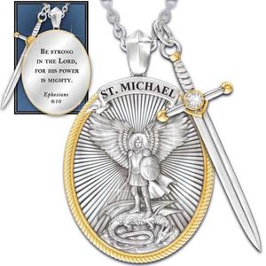 Patron catholique Saint Pendant Michael St. Michael The Archange 14K Gold Pendant Collier