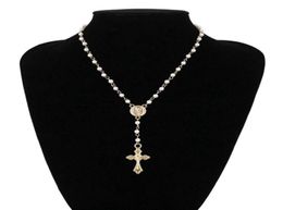 Collar de rosario Católico Declaración de mujeres Religiosas Joyas Religiosas Gold Lin Cadera Multicapas Collares colgantes de vid588557476205533