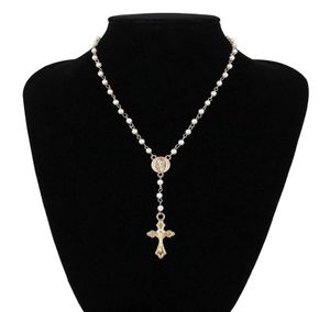Collier de perles de chapelet catholique Déclaration de bijoux religieux Gold Lin chaîne multicouche Collier Vintage8591683