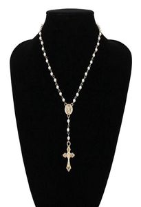 Collier de perles de chapelet catholique Déclaration de bijoux religieux Gold Lin chaîne multicouche Collier Vintage7309513