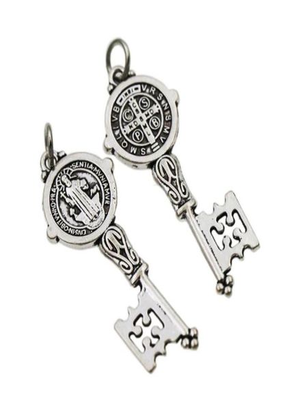 Medalla Benedict catolicismo Cristo Redentor llave espaciadora dije cuentas colgantes T1686 16,5x41mm accesorios de joyería componentes 6410034