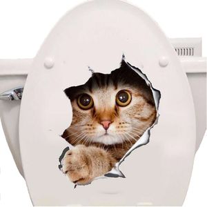Katten 3d muursticker toiletstickers gatweergave levendige honden badkamer woondecoratie dier vinylstickers kunststicker muurposter
