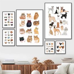 Katten Honden Aap Konijn Cavia KlassiekersDier Canvas Schilderij Diersoorten Grafiek Posters En Prints Muurkunst Kinderen Babykamer Decoratie Kwekerij Decor Wo6