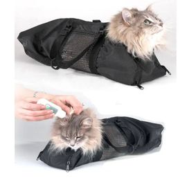 Chats toilettage bain sac en maille sac de retenue chaton pas de grattage retenue mordante pour le bain coupe des ongles injection examen 240113