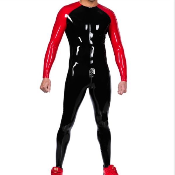 Disfraces de Catsuit 100% látex goma Gummi uniforme Catsuit Ganzanzug hecho a mano mono con medias