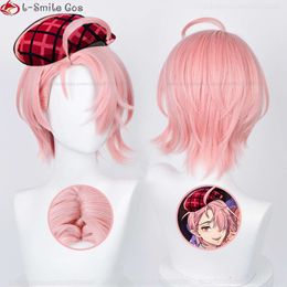 Costumes Catsuit 32cm jeu de Cosplay Nu: carnaval Aster cuir chevelu rose clair résistant à la chaleur cheveux de fête synthétiques perruques Anime + bonnet de perruque