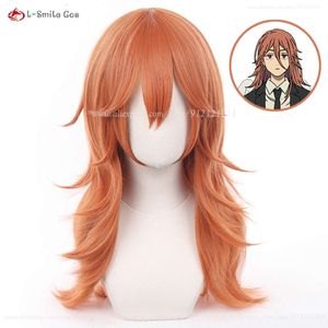 Catsuit Kostuums Anime Kettingzaag Man Cosplay Oranje Krullend Engel Duivel Hittebestendige Haar Partij Makima Pruiken + Pruik Cap