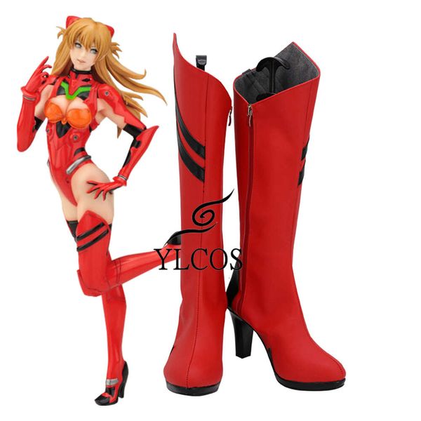 Catsuit Costumes Anime EVA Asuka Langley Soryu chaussures Halloween fête bottes en cuir rouge sur mesure