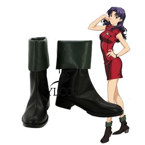 Costumes Catsuit Anime EVA Katsuragi Misato, chaussures de Cosplay, bottes en cuir pour fête d'halloween, sur mesure