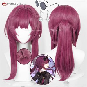 Catsuit-kostuums Anime Honkai Star Rail Kafka Cosplay 43 cm Roze Paars met paardenstaartbril Hittebestendig synthetisch haar Pruiken + pruikkap