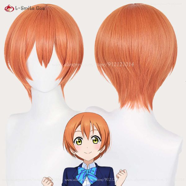 Disfraces de Catsuit Anime Lovelive Love Live Hoshizora Rin peluca Cosplay mujeres 30cm pelucas naranjas pelo sintético resistente al calor