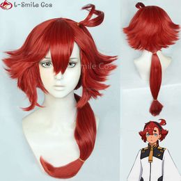 Catsuit-kostuums Anime Mobile Suit Am: the Witch From Suletta Mercury Cosplay 60 cm lang rood hittebestendig haar Pruiken + pruikkap