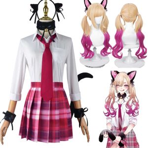 Disfraces De Catsuit Anime My Dress-up Darling Cosplay Marin Kitagawa Disfraz Peluca Gato Niñas Camisa Falda Traje Conjunto Uniforme Ropa Fiesta Pelucas Degradadas