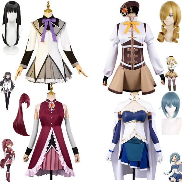 Disfraces de catsuit Anime Puella Magi Madoka Magica Sakura Kyouko Miki Sayaka Tomoe Mami Akemi Homura Cosplay Disfraz Peluca Combates Falda Uniforme