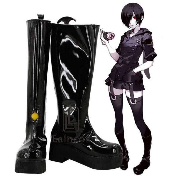 Costumes Catsuit Anime Tokyo Ghoul Touka Kirishima, bottes de combat noires, chaussures de fête d'halloween Cosplay sur mesure