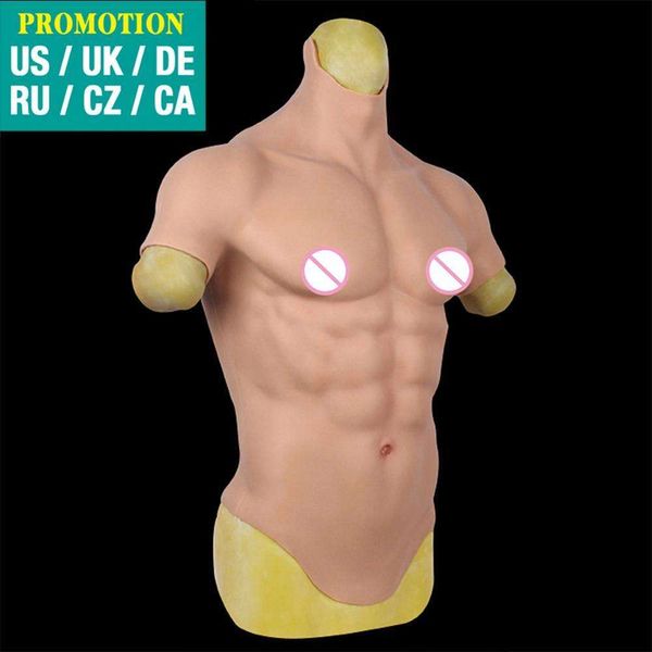 Trajes de catsuit bodysuit barriga falsa homens peito crossdresser ho realista silicone simulação artificial músculo