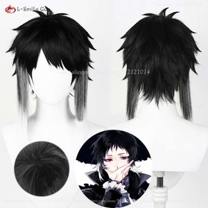 Catsuit Kostuums Bungo Zwerfhonden Ryunosuke Akutagawa Zwart Wit Hittebestendige Haar Cosplay Anime Pruiken + Pruik Cap