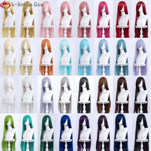 Disfraces de catsuit Colorido 100 cm Peluca de mujer recta larga Negro Azul Púrpura Cabello sintético Calor Compatible Unversal Omopinenet Pelucas de color sólido