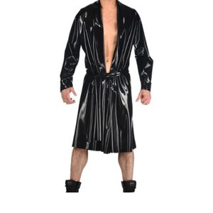 Catsuit-kostuums Comfort Latex 100% Rubbr Trench Lange jas Windjack Sexy Glanzend zwart Overall Cosplay Aangepaste maat XS-XXL
